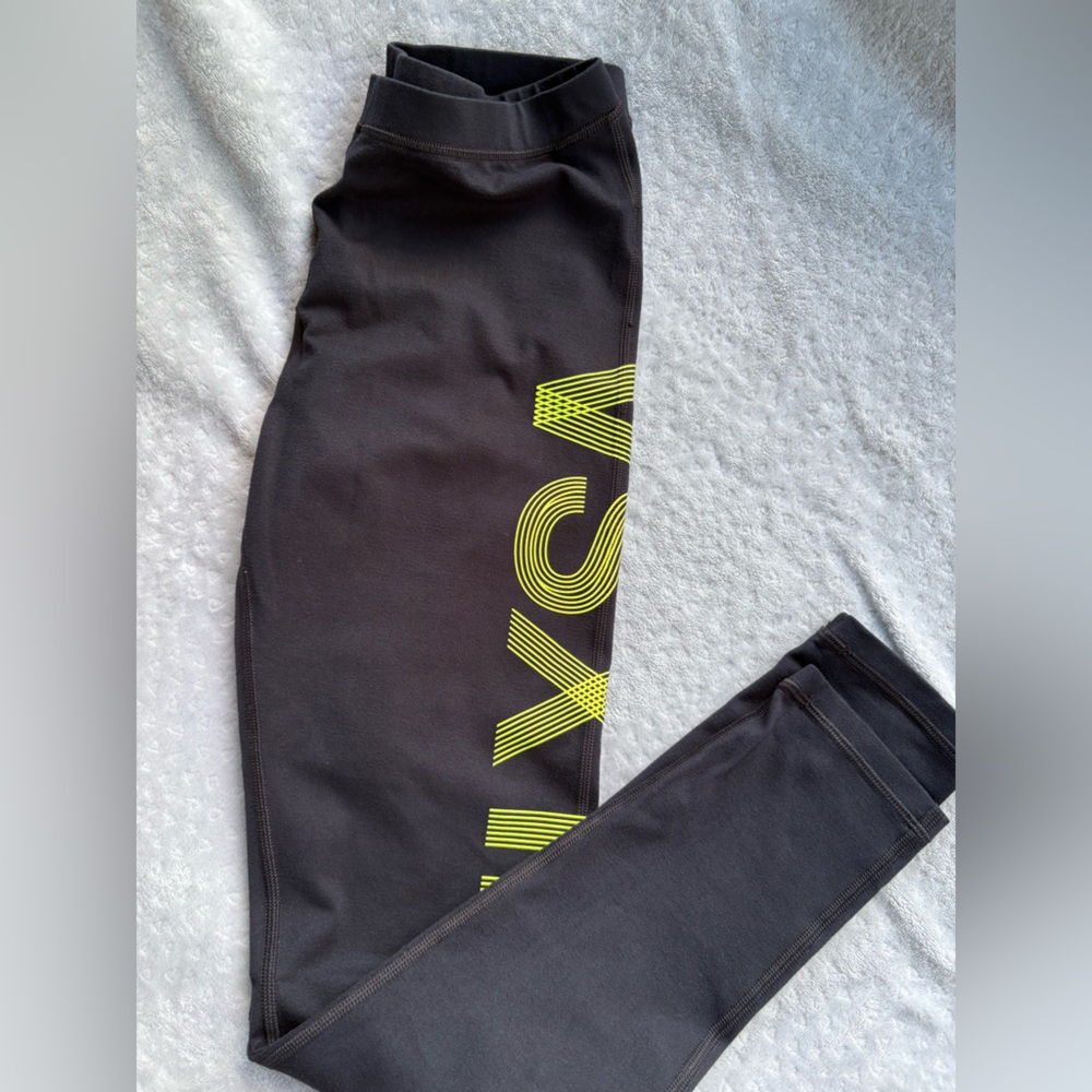 Victoria's Secret Charcoal and Neon Yellow Leggings